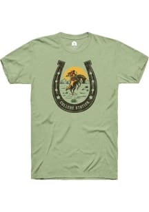 Rally College Station Green Horseshoe Cowboy Short Sleeve T Shirt
