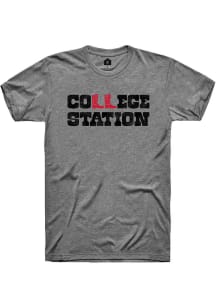 Rally College Station Grey Boots Wordmark Short Sleeve Fashion T Shirt