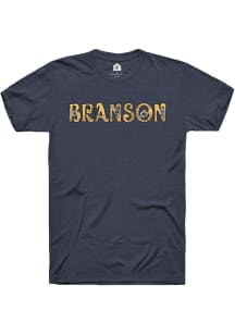 Rally Branson Womens Blue Floral Short Sleeve T-Shirt