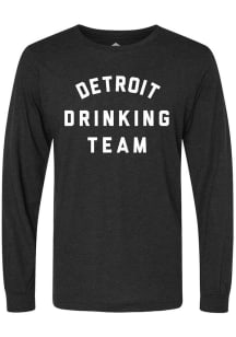 Rally Detroit Black Drinking Team Long Sleeve Fashion T Shirt