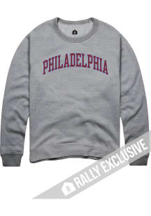 Rally Philadelphia Mens Grey  Long Sleeve Crew Sweatshirt
