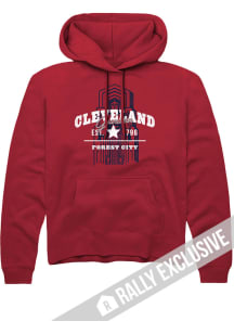 Rally Cleveland Mens Red  Long Sleeve Hoodie
