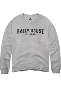 Rally House Mens Grey Employee Tees Long Sleeve Crew Sweatshirt