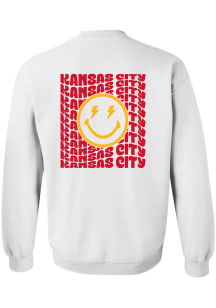 Rally Kansas City Womens White Smiley Wave Crew Sweatshirt