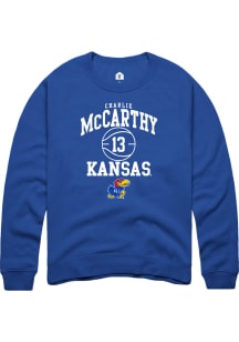 Charlie McCarthy  Rally Kansas Jayhawks Mens Blue NIL Sport Icon Long Sleeve Crew Sweatshirt