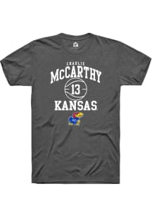 Charlie McCarthy  Kansas Jayhawks Dark Grey Rally NIL Sport Icon Short Sleeve T Shirt