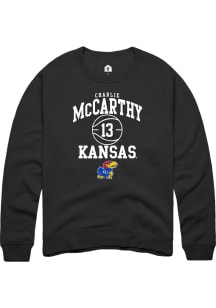 Charlie McCarthy  Rally Kansas Jayhawks Mens Black NIL Sport Icon Long Sleeve Crew Sweatshirt