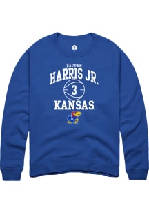 Dajuan Harris Jr  Rally Kansas Jayhawks Mens Blue NIL Sport Icon Long Sleeve Crew Sweatshirt