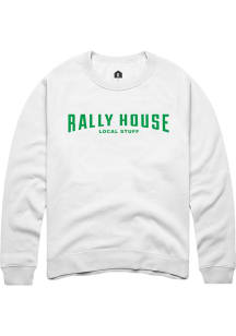 Rally House Mens White Employee Tees Long Sleeve Crew Sweatshirt
