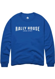 Rally House Mens Blue Employee Tees Long Sleeve Crew Sweatshirt