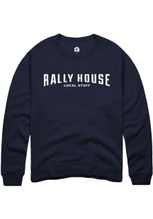 Rally House Mens Navy Blue Employee Tees Long Sleeve Crew Sweatshirt
