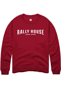 Rally House Mens Cardinal Employee Tees Long Sleeve Crew Sweatshirt