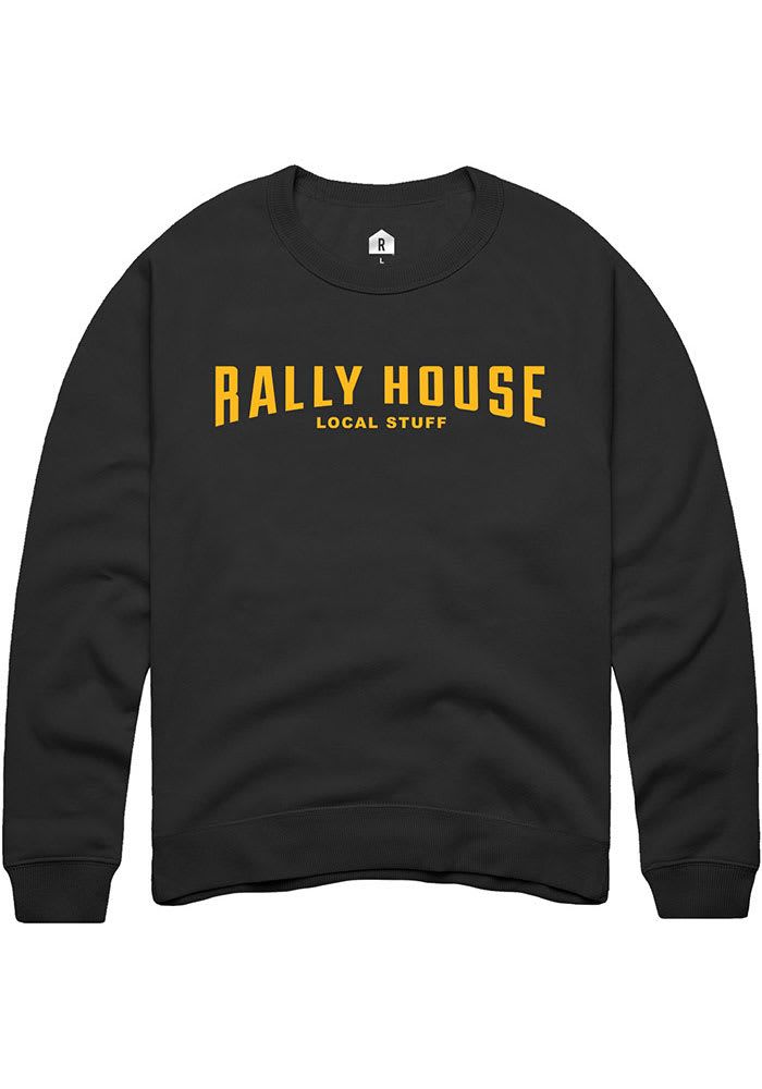 Rally Rally House Mens Employee Tees Crew Sweatshirt BLACK