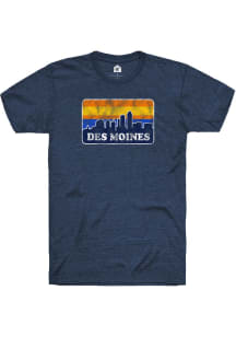 Rally Des Moines Navy Blue Skyline Short Sleeve Fashion T Shirt