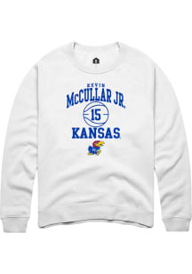 Kevin McCullar Jr  Rally Kansas Jayhawks Mens White NIL Sport Icon Long Sleeve Crew Sweatshirt