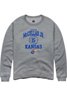 Kevin McCullar Jr  Rally Kansas Jayhawks Mens Grey NIL Sport Icon Long Sleeve Crew Sweatshirt