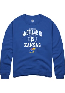 Kevin McCullar Jr  Rally Kansas Jayhawks Mens Blue NIL Sport Icon Long Sleeve Crew Sweatshirt