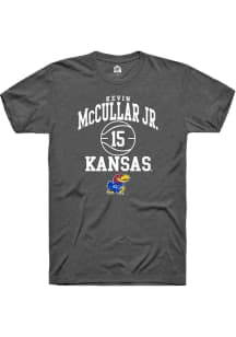 Kevin McCullar Jr  Kansas Jayhawks Dark Grey Rally NIL Sport Icon Short Sleeve T Shirt