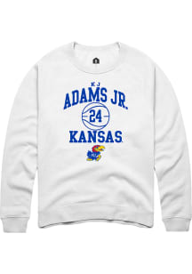 KJ Adams Jr  Rally Kansas Jayhawks Mens White NIL Sport Icon Long Sleeve Crew Sweatshirt