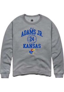 KJ Adams Jr  Rally Kansas Jayhawks Mens Grey NIL Sport Icon Long Sleeve Crew Sweatshirt