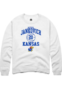 Michael Jankovich  Rally Kansas Jayhawks Mens White NIL Sport Icon Long Sleeve Crew Sweatshirt