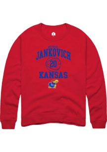 Michael Jankovich  Rally Kansas Jayhawks Mens Red NIL Sport Icon Long Sleeve Crew Sweatshirt