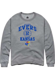 Wilder Evers  Rally Kansas Jayhawks Mens Grey NIL Sport Icon Long Sleeve Crew Sweatshirt