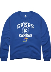 Wilder Evers  Rally Kansas Jayhawks Mens Blue NIL Sport Icon Long Sleeve Crew Sweatshirt