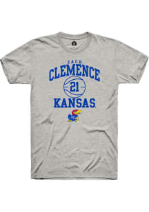 Zach Clemence  Kansas Jayhawks Ash Rally NIL Sport Icon Short Sleeve T Shirt