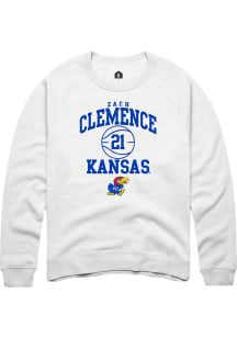 Zach Clemence  Rally Kansas Jayhawks Mens White NIL Sport Icon Long Sleeve Crew Sweatshirt