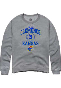 Zach Clemence  Rally Kansas Jayhawks Mens Grey NIL Sport Icon Long Sleeve Crew Sweatshirt