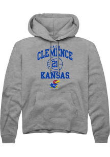 Zach Clemence  Rally Kansas Jayhawks Mens Grey NIL Sport Icon Long Sleeve Hoodie