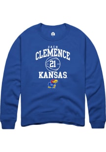 Zach Clemence  Rally Kansas Jayhawks Mens Blue NIL Sport Icon Long Sleeve Crew Sweatshirt