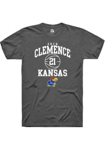 Zach Clemence  Kansas Jayhawks Grey Rally NIL Sport Icon Short Sleeve T Shirt