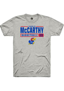 Charlie McCarthy  Kansas Jayhawks Grey Rally NIL Stacked Box Short Sleeve T Shirt