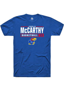 Charlie McCarthy  Kansas Jayhawks Blue Rally NIL Stacked Box Short Sleeve T Shirt