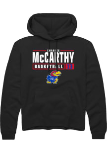Charlie McCarthy  Rally Kansas Jayhawks Mens Black NIL Stacked Box Long Sleeve Hoodie