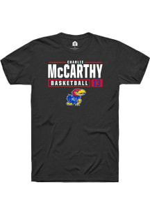 Charlie McCarthy  Kansas Jayhawks Black Rally NIL Stacked Box Short Sleeve T Shirt
