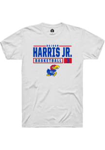 Dajuan Harris Jr  Kansas Jayhawks White Rally NIL Stacked Box Short Sleeve T Shirt