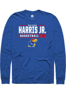 Dajuan Harris Jr  Kansas Jayhawks Blue Rally NIL Stacked Box Long Sleeve T Shirt