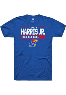 Dajuan Harris Jr  Kansas Jayhawks Blue Rally NIL Stacked Box Short Sleeve T Shirt