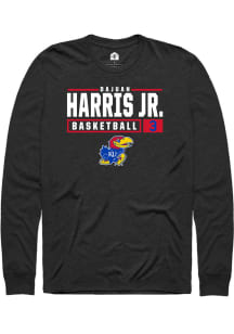Dajuan Harris Jr  Kansas Jayhawks Black Rally NIL Stacked Box Long Sleeve T Shirt