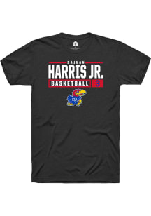 Dajuan Harris Jr  Kansas Jayhawks Black Rally NIL Stacked Box Short Sleeve T Shirt
