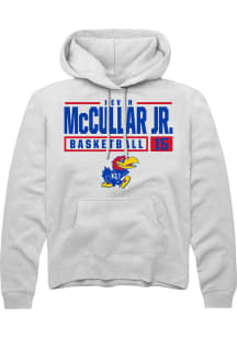 Kevin McCullar Jr  Rally Kansas Jayhawks Mens White NIL Stacked Box Long Sleeve Hoodie