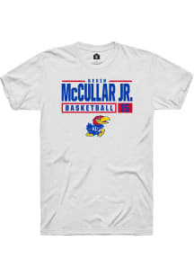 Kevin McCullar Jr  Kansas Jayhawks White Rally NIL Stacked Box Short Sleeve T Shirt