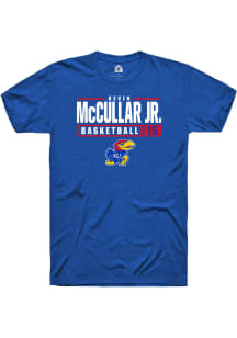 Kevin McCullar Jr  Kansas Jayhawks Blue Rally NIL Stacked Box Short Sleeve T Shirt