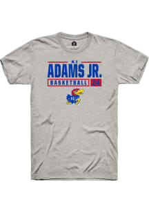 KJ Adams Jr  Kansas Jayhawks Ash Rally NIL Stacked Box Short Sleeve T Shirt
