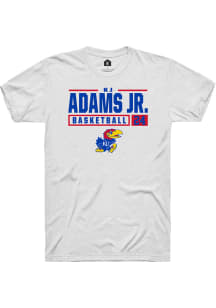 KJ Adams Jr  Kansas Jayhawks White Rally NIL Stacked Box Short Sleeve T Shirt