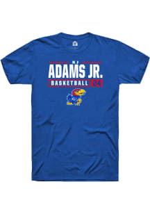 KJ Adams Jr  Kansas Jayhawks Blue Rally NIL Stacked Box Short Sleeve T Shirt