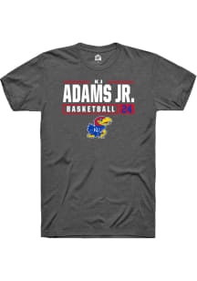 KJ Adams Jr  Kansas Jayhawks Dark Grey Rally NIL Stacked Box Short Sleeve T Shirt